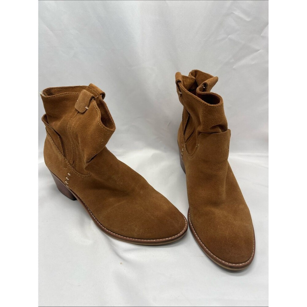 Dolce Vita Tabacco Brown Suede Ankle Boots with Block Heel